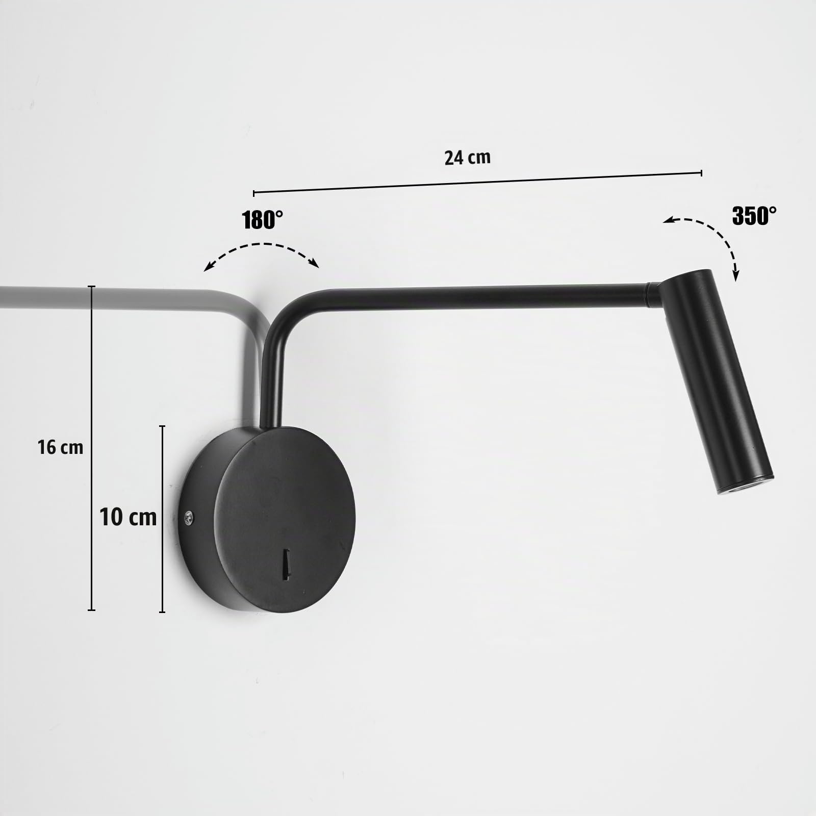 zhxinashu Aplique pared Interior LED Modernas, Lámpara de Lectura Brazo Oscilante Regulable 350° – Blanco Cálido, Aplique pared Industrial de 3W para Dormitorio, Salón, Cabecera de Cama(Negro)