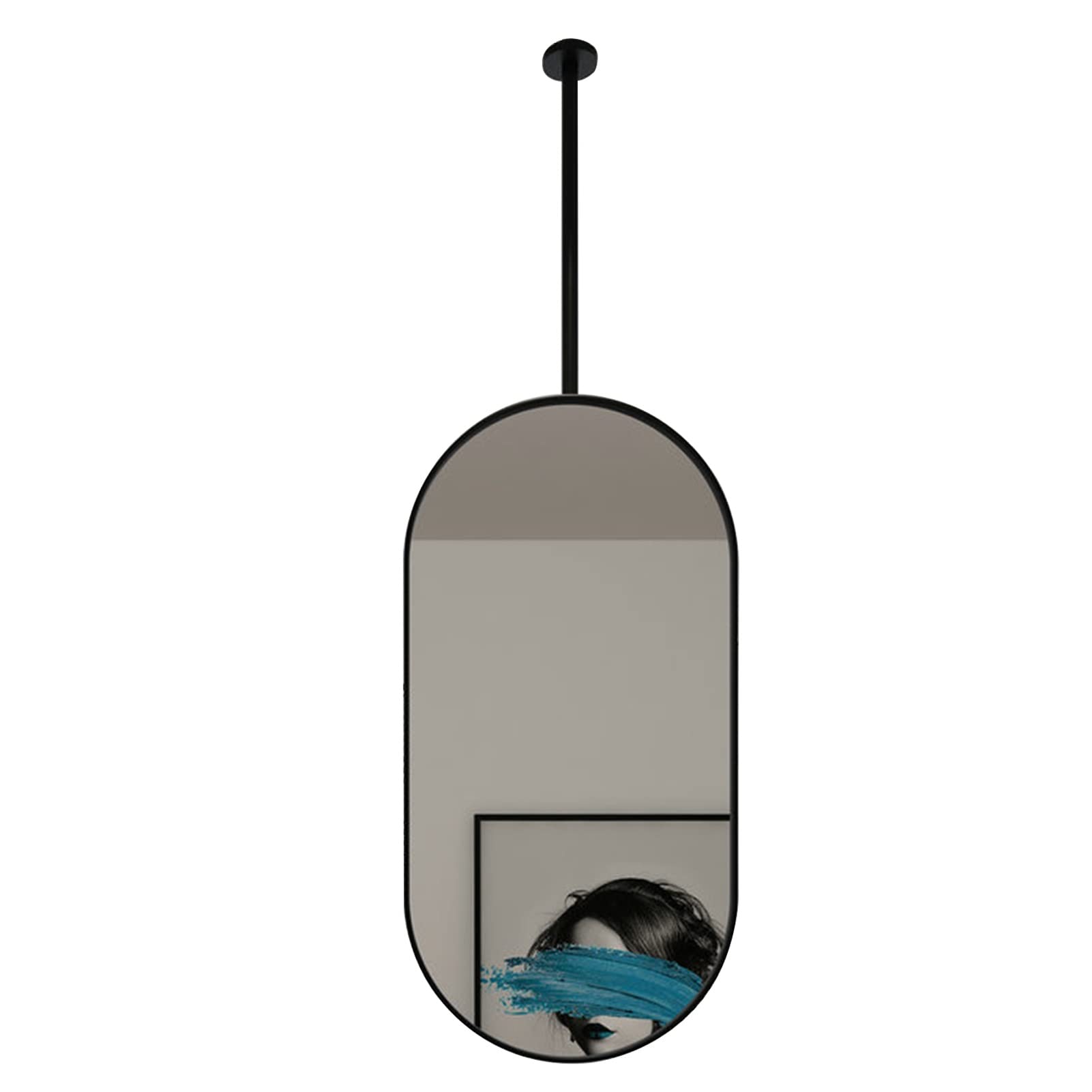 Plafondhangende badkamerspiegel, ovale wandmake