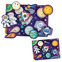 The Learning Journey: Space Puzzle Lift & Learn - Astronaut Moon Sun Puzzles for Toddlers - Preschool Games & Activities for Preschool Games & Activities for Children Ages 2-5 Years