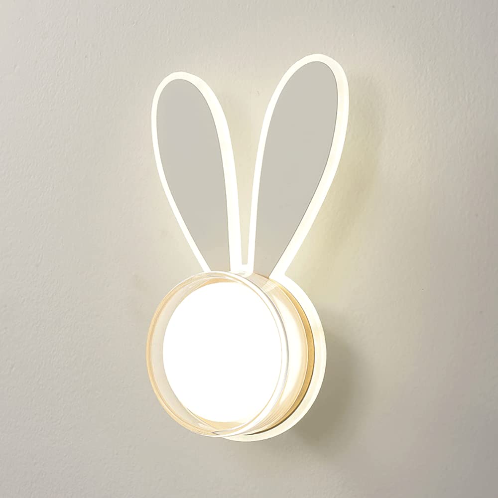 Lámpara de pared de conejo infantil con luces LED modernas y acrílico mini