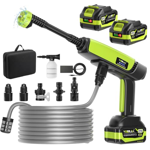 Miniatura 7 de VOERJIA Hidrolimpiadora de Alta Presión a Batería 1000 PSI, Pistola de Agua Inalámbrica con 2 Baterías 4.0Ah (LED), Boquilla 6 en 1 para Lavado de Coche, Fachadas y Riego de Jardín