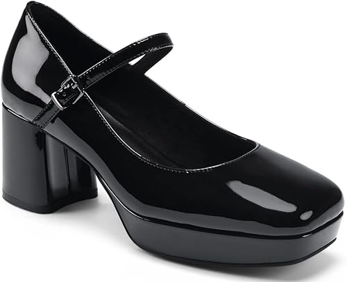 Aerosoles Plataforma Shannon para mujer, patente negra, 5, Charol negro