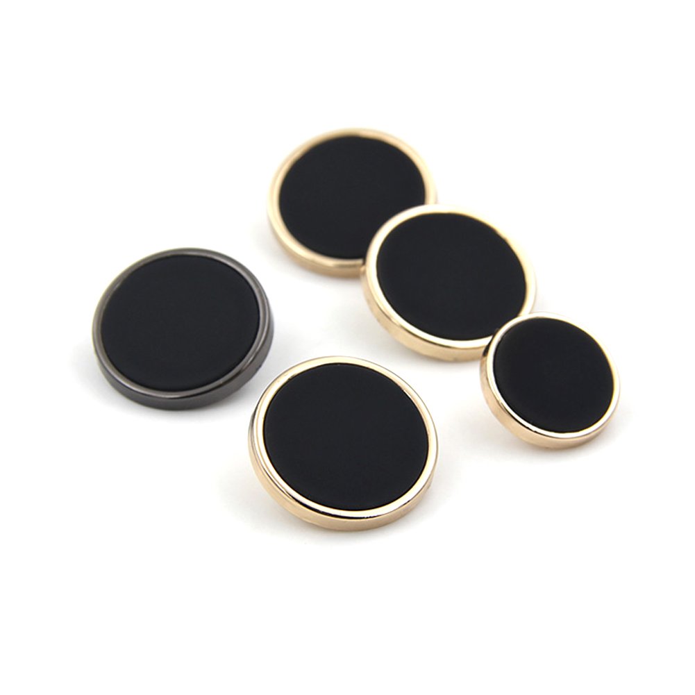 Starożytny Ginuwine Czarny płaski guzik metalowy ze złotą obwódką do marynarek, garniturów, płaszczy i mundurów, 16 mm/20 mm, opakowanie 10 sztuk(Grey+Black,16mm)