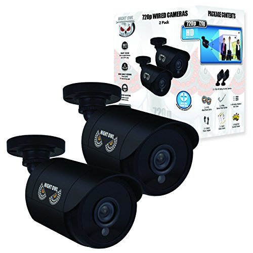 Night Owl Security, 2 Pack of 720p HD Wired Security Add-on Bullet Cameras (Black)