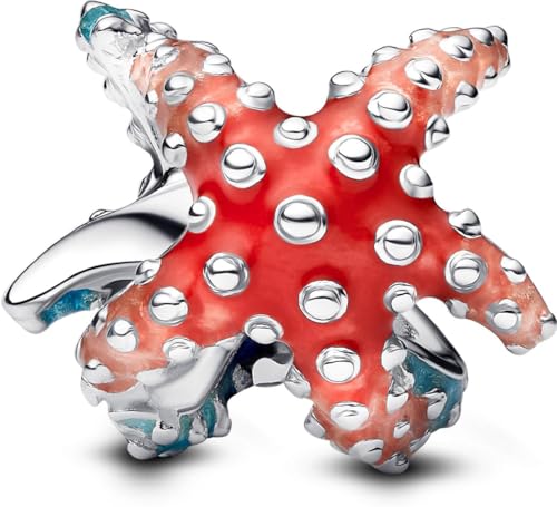 PANDORA Moments Farbenfroher Seestern Mini-Charm aus Sterling Silber, Kompatibel Moments Anhänger, 793817C01