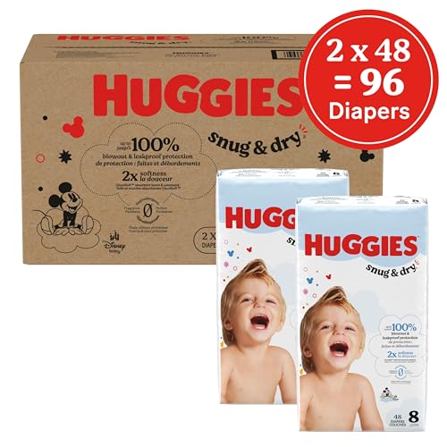 Image of Huggies Size 8 Diapers, Snug & Dry Baby Diapers, Size 8 (46+ lbs), 96 Count (2 Packs of 48), Packaging May Vary