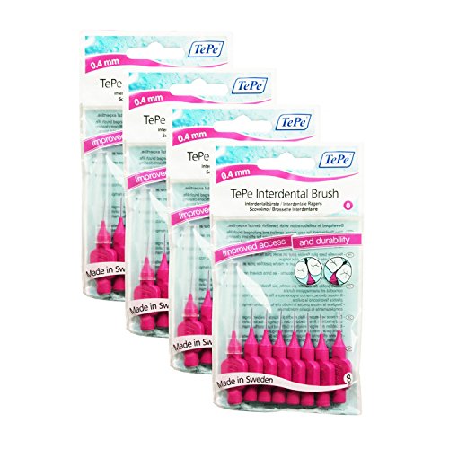 Preisvergleich Produktbild TePe Interdental Brushes 0.4mm Pink - 4 Packets of 8 (32Brushes) by TePe