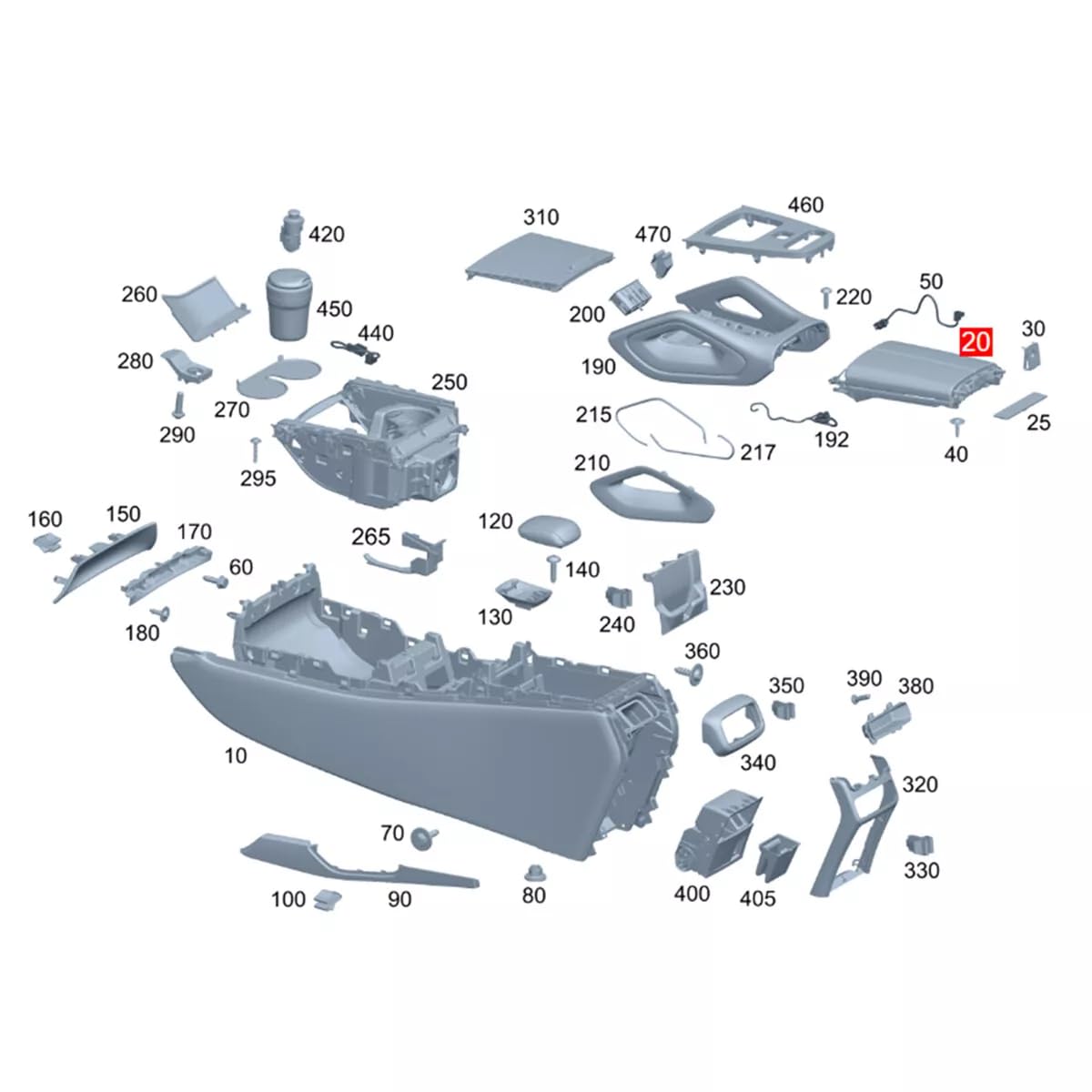 SZMWL Center Console Armrest Case Assembly for Mercedes-Benz W167 GLS 2020-2024