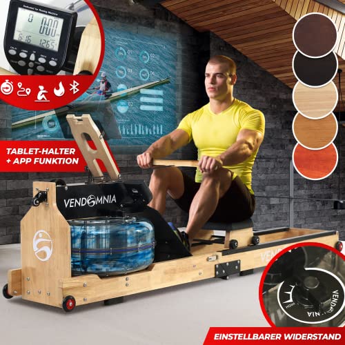 Wasser Rudergerät für Zuhause, Water Tank Fitnessgerät, Rower klappbar aus Massivholz mit LCD Display & Tablet Halterung… – Bild 3