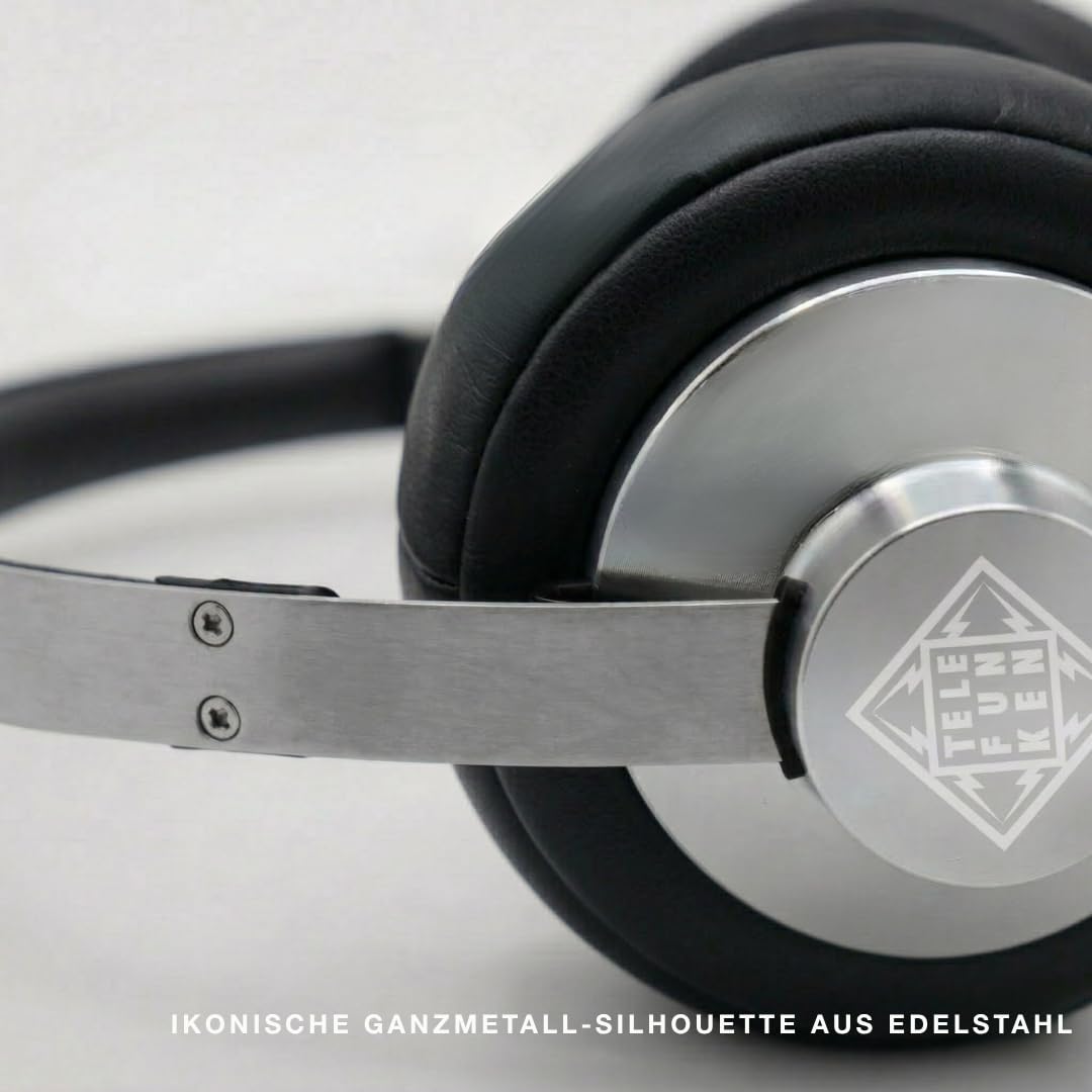 TELEFUNKEN ARCO Classic Edelstahl-Bluetooth-Kopfhörer – Ikonische Ganzmetall-Silhouette mit Luxus-Haptik – Beständiges Design-Statement & klare Bühnenabbildung (Schwarz)