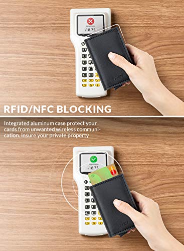 Image of Pop Up Wallet Automatic Slim Leather Credit Card Holder RFID Blocking with Money Clip Business Wallet Holds 12 Cards
