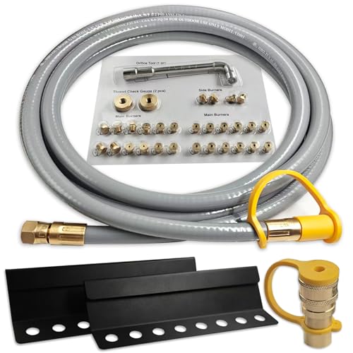 5249 5395 Natural Gas Conversion Kit for Blackstone Grill 28 30 36 Griddle Propane to Natural Gas Conversion Kit with Wind Guards for Blackstone Replacement Parts 10 FT 3/8 ID Natural Gas Hose