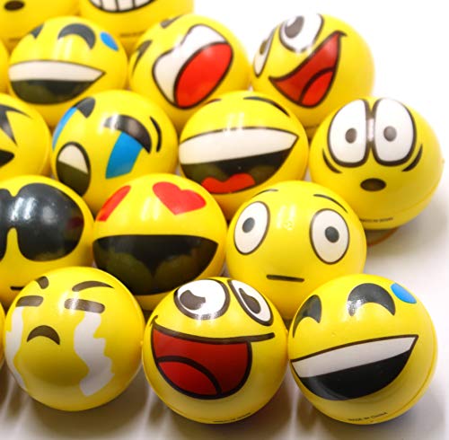 FIVOENDAR Set of 12 - Fun Face Stress Balls Cute Hand Wrist Stress Reliefs Squeeze Balls for Kids and Adults at School or Office Party Favors (Yellow Color Random Faces) (Latest) - image 2