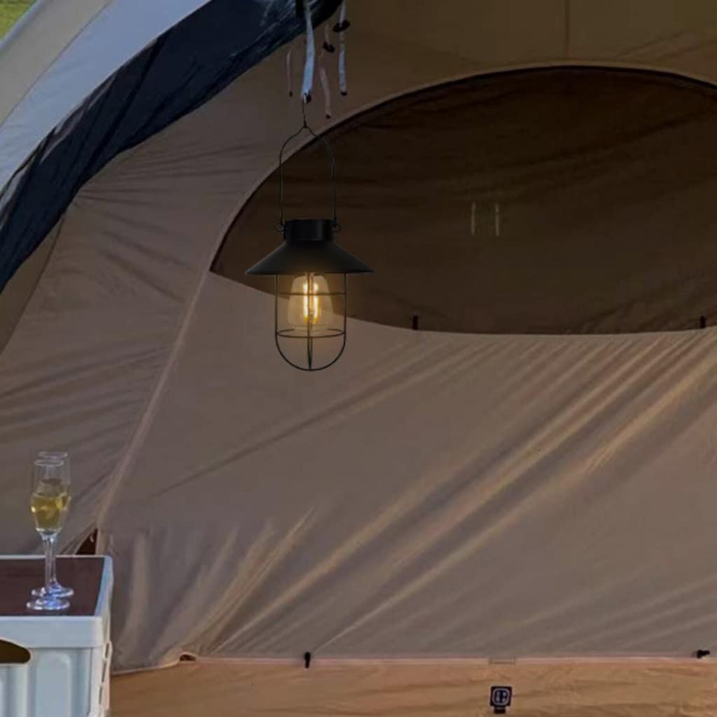 Lampa kempingowa do oświetlenia namiotu, Lampa konna w stylu retro, długa żywotność baterii, odpowiednia do oświetlenia kempingowego(Black,22 * 29cm)
