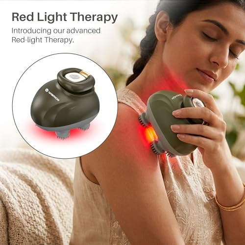 Image of Scalp Massager Electric with Red Light Therapy | Stress Relief & Hair Growth | Rechargeable Handheld Head Kneading Massager | 3 Speed Modes | For Scalp, Body & Deep Clean
