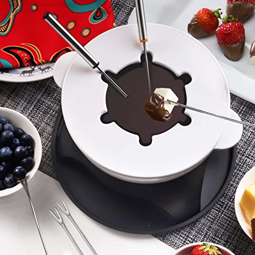 Artestia 11-Piece Cast Iron Fondue Set With Adjustable Burner 6 Colored Forks, 5-Cup White Cheese Fondue Pot, Perfect For Chocolate, Caramel, Meat, 4-6 Person #TOP1