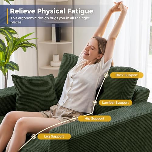 Image of MAXYOYO Modular Sectional Chaise Lounge Sofa, Upholstered Lounge Chair with Ottoman, Comfy Couch with Layered Cushion, Tufted Upholstered Sleeper Chair for Living Room, No Assembly, Dark Green