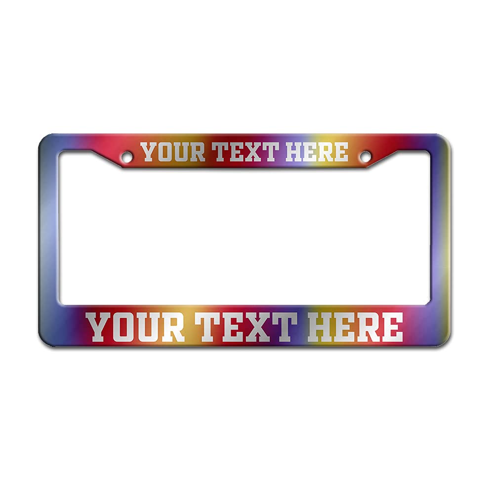 Custom Gradient License Plate Frames,Personalized License Plate Covers Holder Metal US Car Tag Sign Funny for Men Women Mom Dad Family Friend with 2 Holes 6.3x12.2 Inch