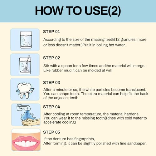Image of Tooth Repair Kit，Temporary Natural Shade for Filling The Gap, Moldable Thermal Beads Replacement Kit Replace The Missing or Broken Tooth-6PCS-D34