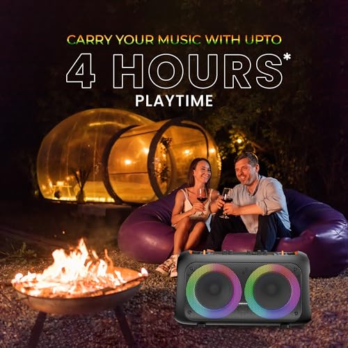 Image of GIZMORE Trolley Speaker T3000 Drumm 60 W Bluetooth Portable Party Speaker Up to 4 hrs Playtime with Digital LED Display, RGB Lights, Multi Connectivity USB, FM, AUX, SD Card and Wireless MIC
