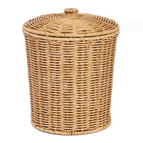 Cesta de mimbre de estilo simple artesanal con acabado redondo limpio 2