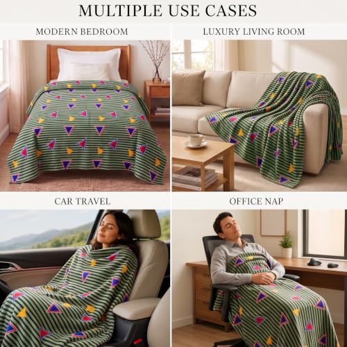Image of VAS COLLECTIONS 220 GSM Ultra Soft Flannel Blanket Set of 2 for Single Bed, Premium Fleece Winter Blanket, Skin Friendly, Breathable, Durable, Easy Care, 60 x 90 Inches - Mauve & Green