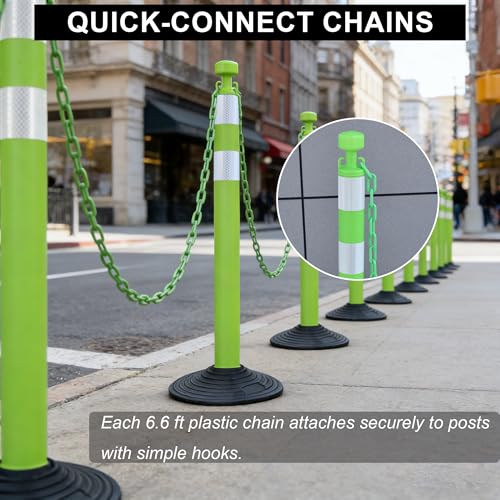 Image of OrangeStar 6 Pack Traffic Delineator Posts, 40 inch Crowd Control Stanchions