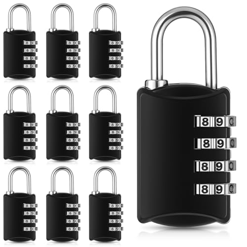 10 Pcs 4 Digit Combination Lock - Black Locker Locks Small Combo Number Locks, Outdoor Combination Lock Weatherproof Resettable Padlocks for Lockers Door, House, Gym, Toolbox, Gate, Fence