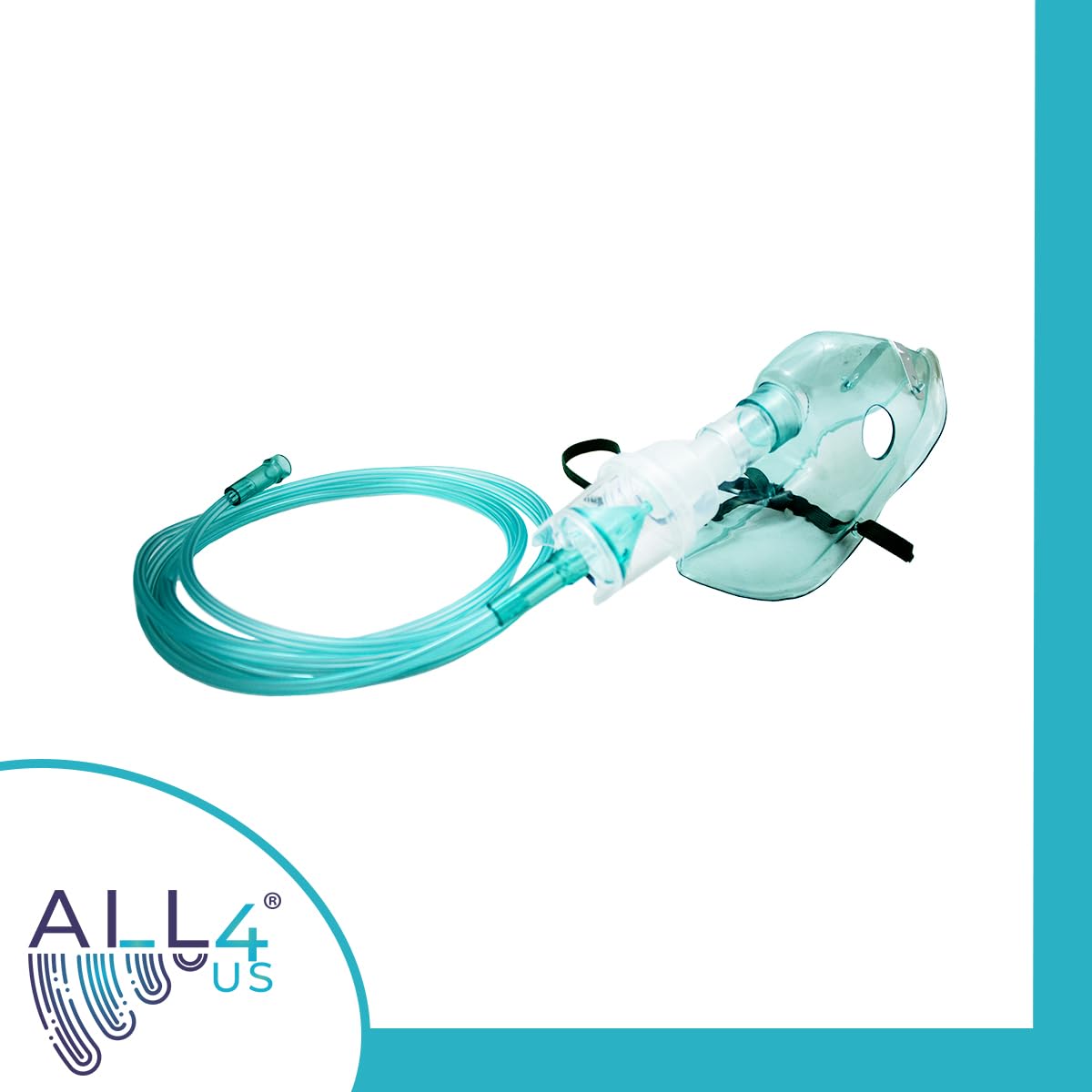 ALL4US® Kit ricambi per aerosol universale per adulti con maschera, ampolla, fascia elastica, tubo da 2.1 metri per inalazione, filtro ed accessori per nebulizzatore, compatibile con tutte le marche.