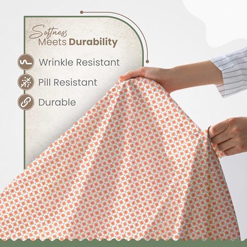 4-Piece EcoPure Queen Size Sheet Set | 100% Organic Cotton Sheets | Comfort Washed Sheets | Cooling | Deep Pocket Bed Sheets | GOTS Certified | Orange - Thumbnail 4