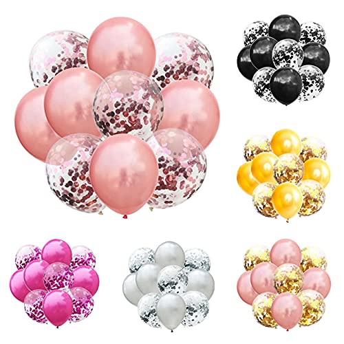 Image of Crackles Pink HD Metallic Chrome & Clear Confetti Shining Glitter Balloons Set For Birthday, Anniversary, Welcome and All Party Celebration Decoration Supplies (A Set Of 10 Pcs), Gold, Large (P-PCONFETTI-45-IP)