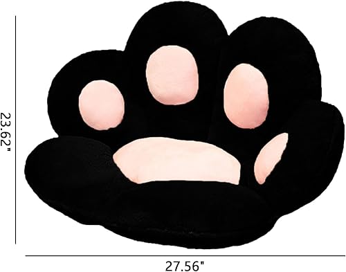 Miniatura 3 de JOYVEDA Cojín de asiento negro con diseño de pata de gato, 27.56 x 23.62 pulgadas, cojín de asiento para sofá de sala de estar, sillas de