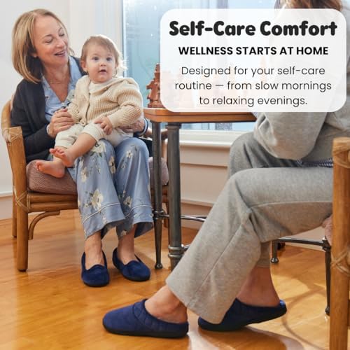 Image of Dearfoams Women's Lightweight Memory Foam Indoor House Slipper Darcy Velour Clog with Wide Widths