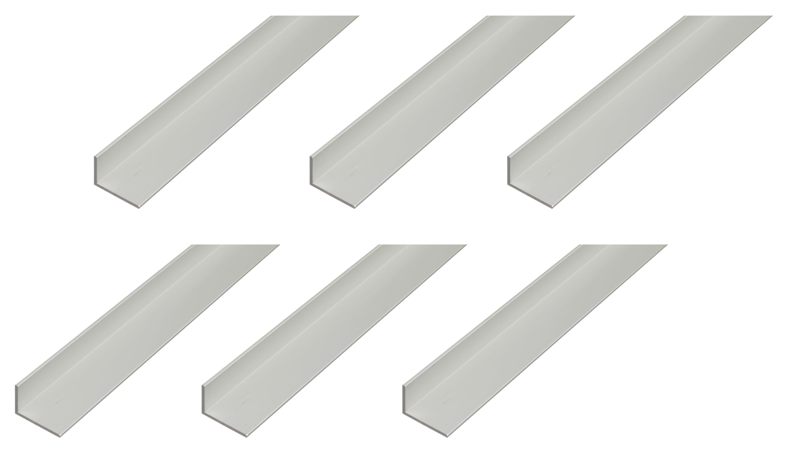 Alberts Zestaw 6 profili kątowych | aluminium, anodowane w kolorze srebrnym | 2000 x 25 x 15 mm