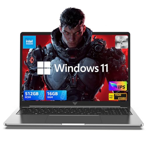 KAIGERR Laptop, 16GB DDR4 512GB SSD Laptop Computer, 15.6inch Windοws 11 Laptop with Ιntel 12th Quad-Core Processor(Up to 3.6GHz), 1920P FHD Display, WiFi 6, USB3.2, Type_C,Long Battery Life