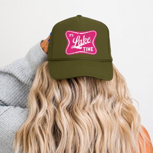Image of It's Lake Time Summer Classic 5 Panel Foam Front Mesh Snap Back Trucker Hat
