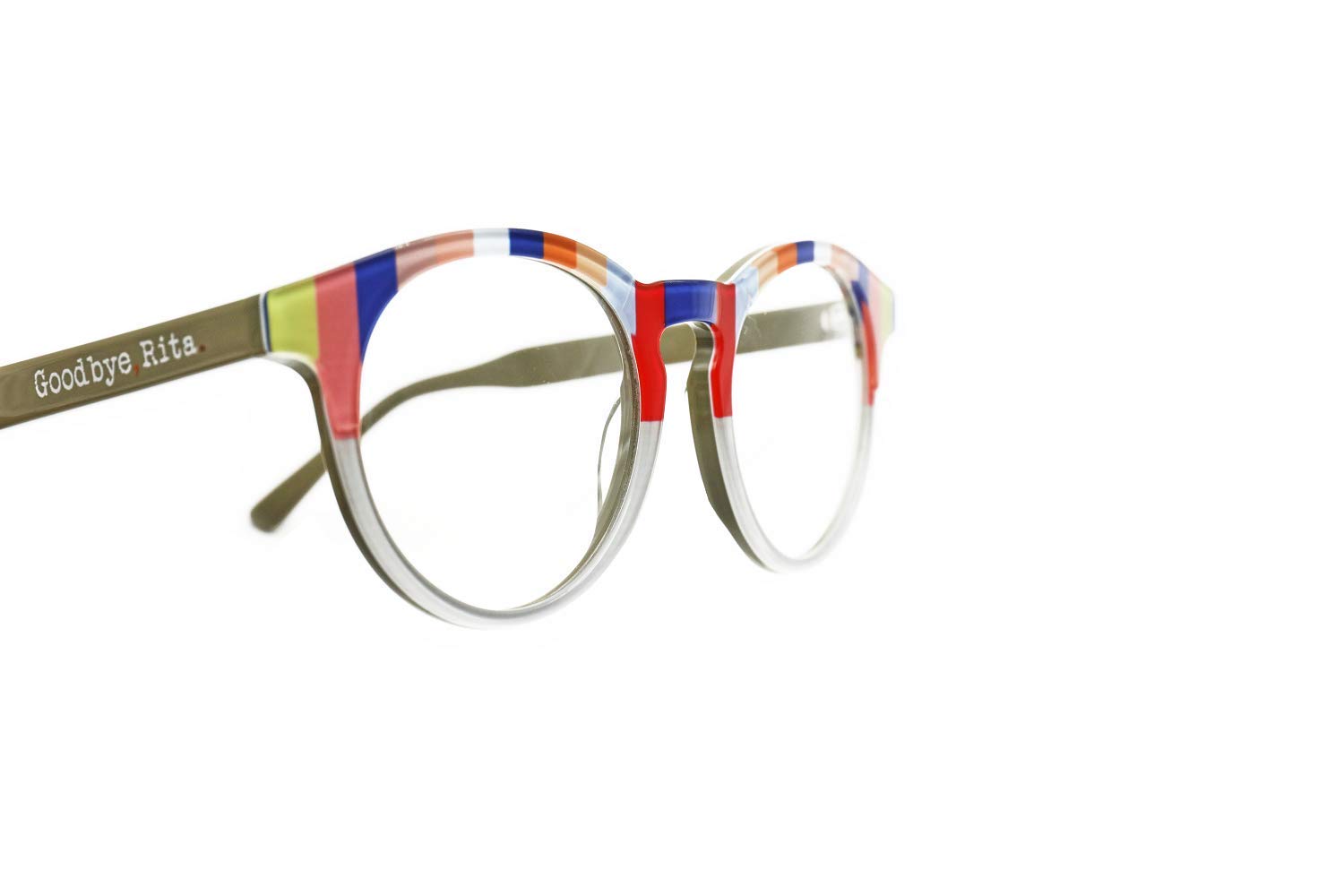 Goodbye, Rita. - Occhiali da Vista per Uomo e Donna - Collezione Round - Modello 10 - Prodotti in Acetato - Occhiali Non Graduati - Verde con Motivo Colorato - 140 x 50 mm