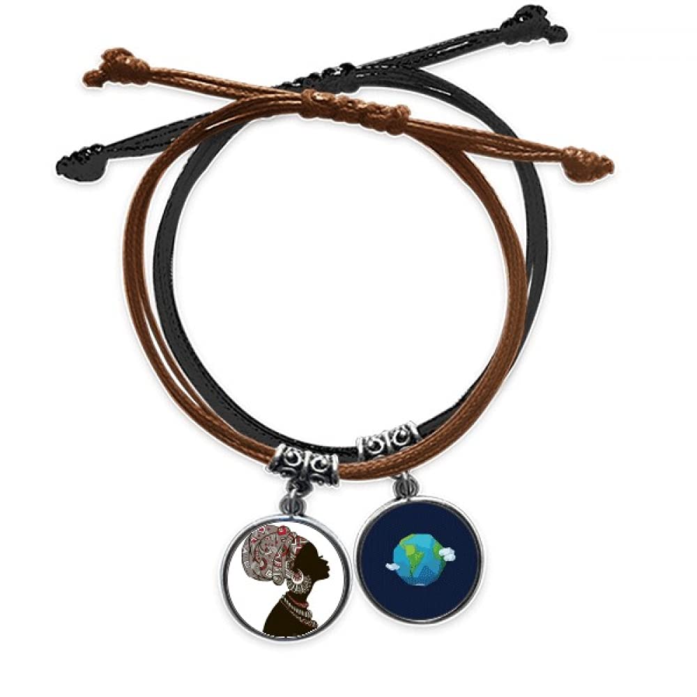 Pulsera de cuero aboriginal africano ajustable estilo étnico para mujer 3