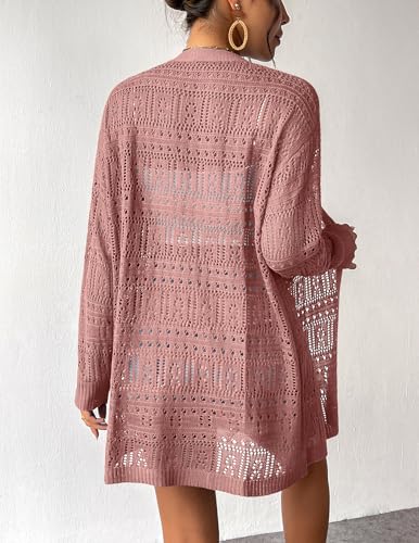 Image of Zeagoo Womens 2026 Summer Crochet Cardigan Sweaters Lightweight Long Sleeve Open Front Kimono Boho Knit Cover Ups