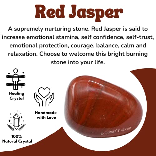 Image of Certified Red Jasper Crystal Healing Tumbled Stone, Natural Polished Crystals for DIY Crafts, Manifestation, Meditation, Pooja Feng Shui and Reiki Healing (30 Grams)