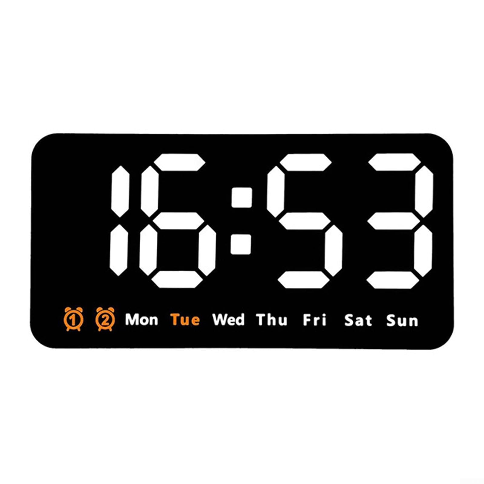 Reloj electrónico digital rectangular LED multifunción, reloj de pared digital grande con pantalla de temperatura (blanco)