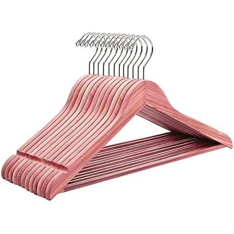 Amber Home American Red Cedar Hangers 16 Pack, Smooth Finish Wood Coat Hangers for Suit Shirt, Aromatic Cedar Clothes Hangers with Swivel Hook & Notches for Dress, Jacket, Pants (Cedar,16) Cover