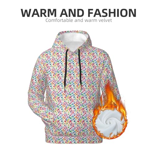 Sweat à capuche notes de musique colorées homme pull noir léger 3XL - 6
