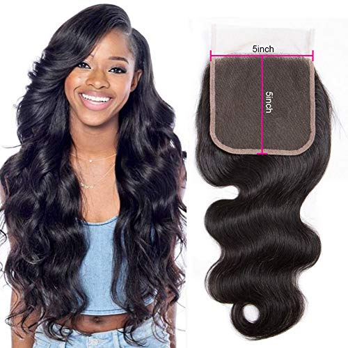 Star Show Brazilian Hair Body Wave Closure 5x5 Inch Lace Closure 100% Human Hair Closure One Piece For Sale Natural Color(12 inch 5x5 Closure)