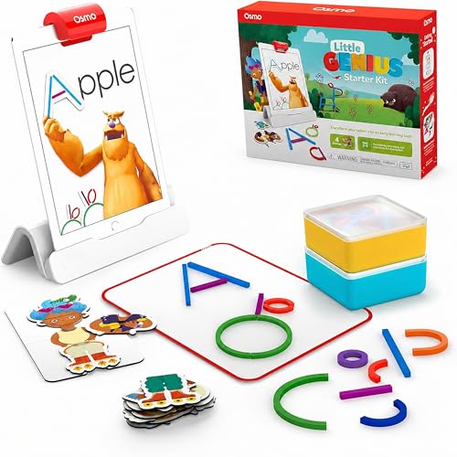 Osmo - Little Genius Starter Kit for iPad - 4 Hands-On Learning Games - Ages 3-5 - Problem Solving, Phonics & Creativity (Osmo iPad Base Included), Multicolor