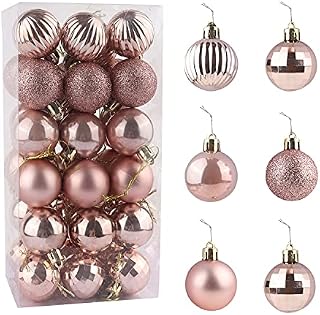 Quazilli 36 PCS Rose Gold Christmas Baubles for Xmas Decorations,Rose Gold Christmas Decorations for Tree,Christmas Ornaments for The Home,Christmas Tree Decorations,Rose Gold Christmas Balls