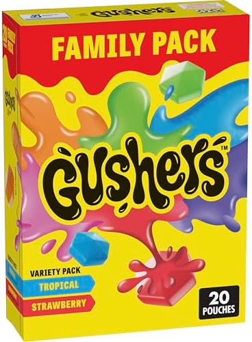 Gushers Fruit Flavored Snacks, Variety Pack, Strawberry and Tropical, 20 ct
