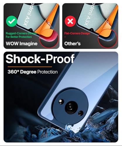 Image of WOW IMAGINE Shockproof Hybrid Back Cover for Mi Redmi A3 2024 | Redmi A3X | Poco C61 | Hard Slim fit Back Case | PC & TPU | Clear Transparent Case - Blue