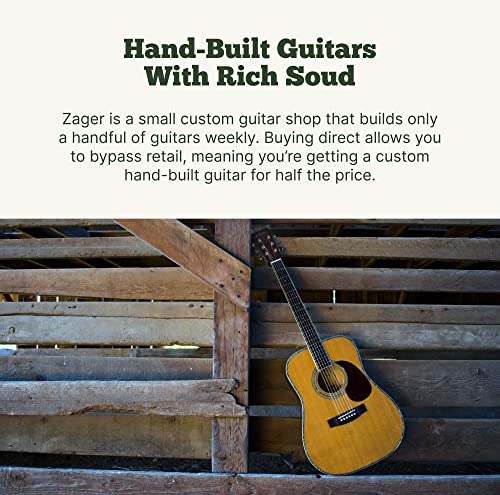 Zager Acoustic Electric Natural Guitar - Zad20 Acoustic Electric Easy Play Guitar - Solid Spruce/Mahogany - Premier, Custom-Made Acoustic Guitars - Easy-Playing, Handmade Guitar With Pickup #TOP3