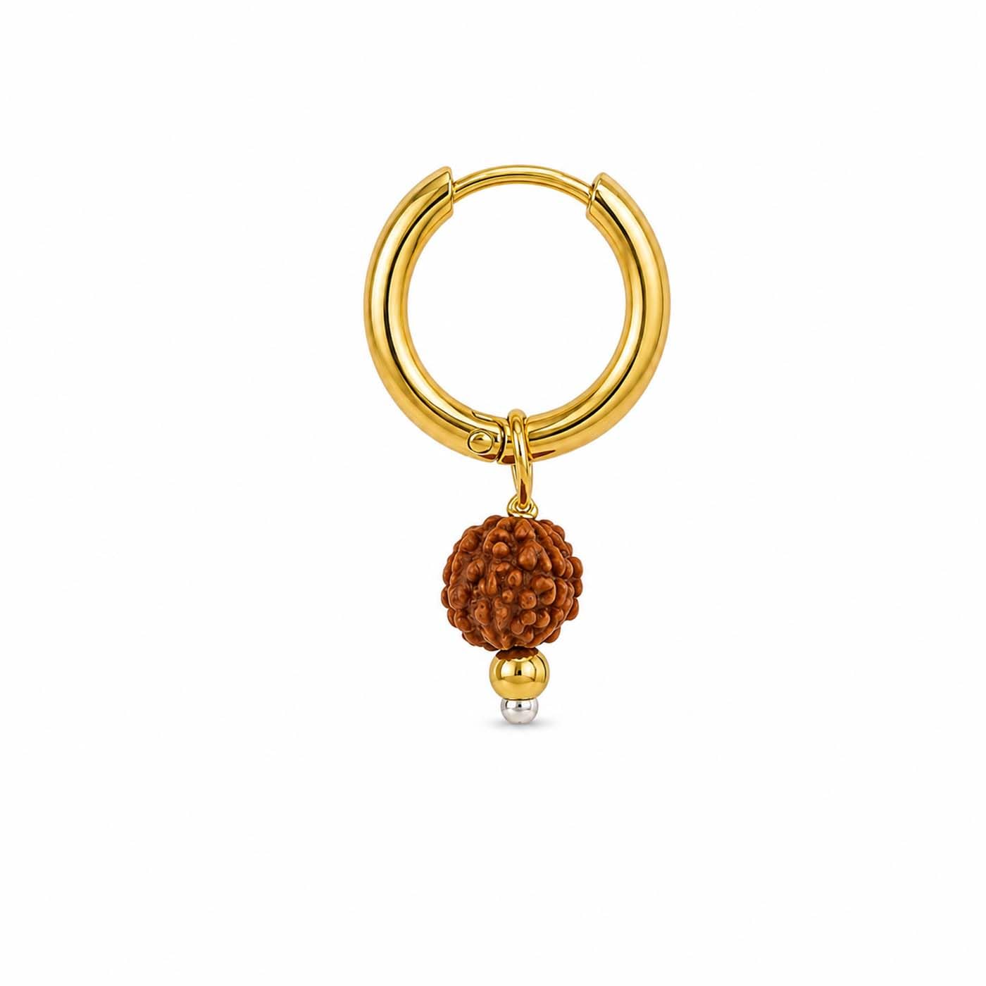 (1 Piece) Stainless Steel Lord Shiva/mahakal Rudraksha Bali Hoop Earrings for Men & Women | Traditional Religious Bali Earrings | Lightweight Daily Wear Drops & Danglers Hoop Jewelry-image-6